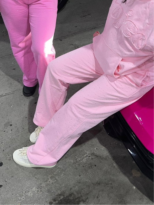 Baby Pink Crystal Sweatpants