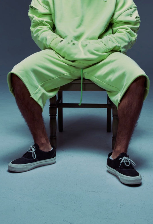 Slime Green Distress BP RAW ™ Shorts (PRE-ORDER)