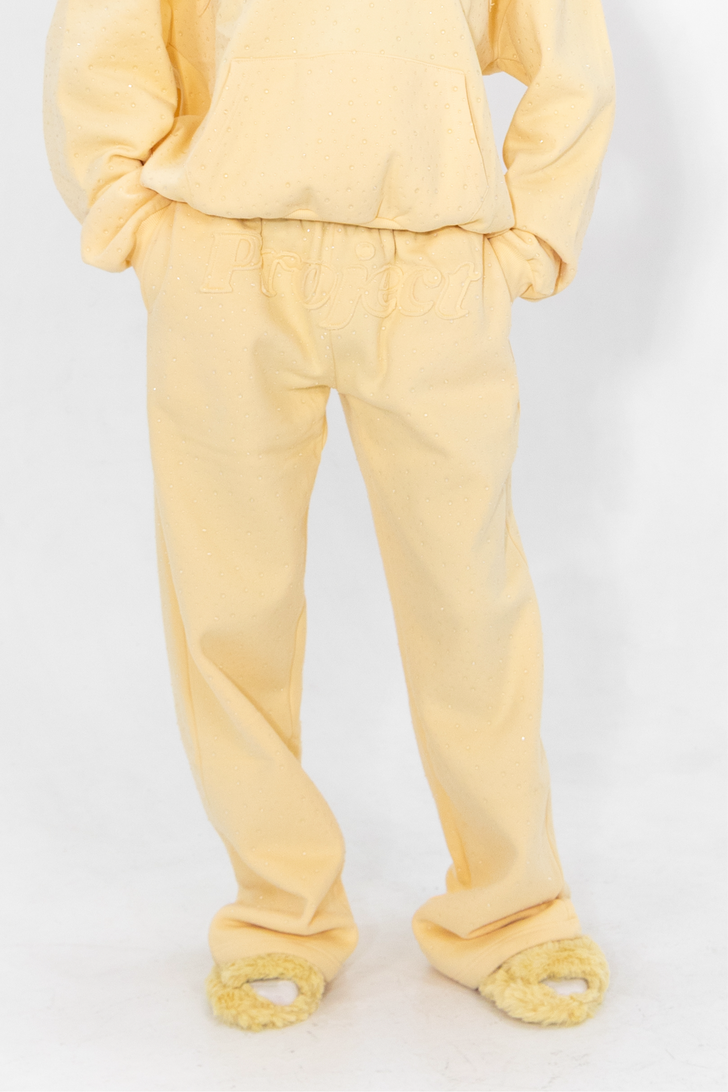 Butter Yellow Crystal Sweatpants