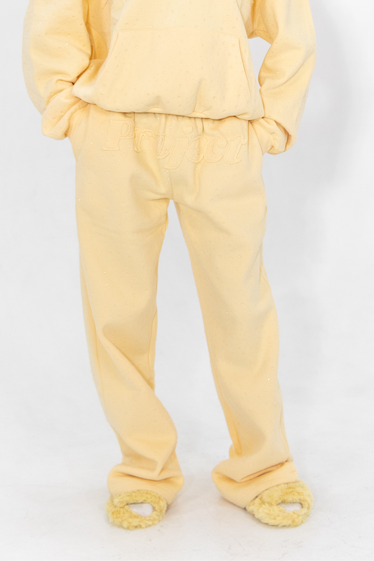 Butter Yellow Crystal Sweatpants