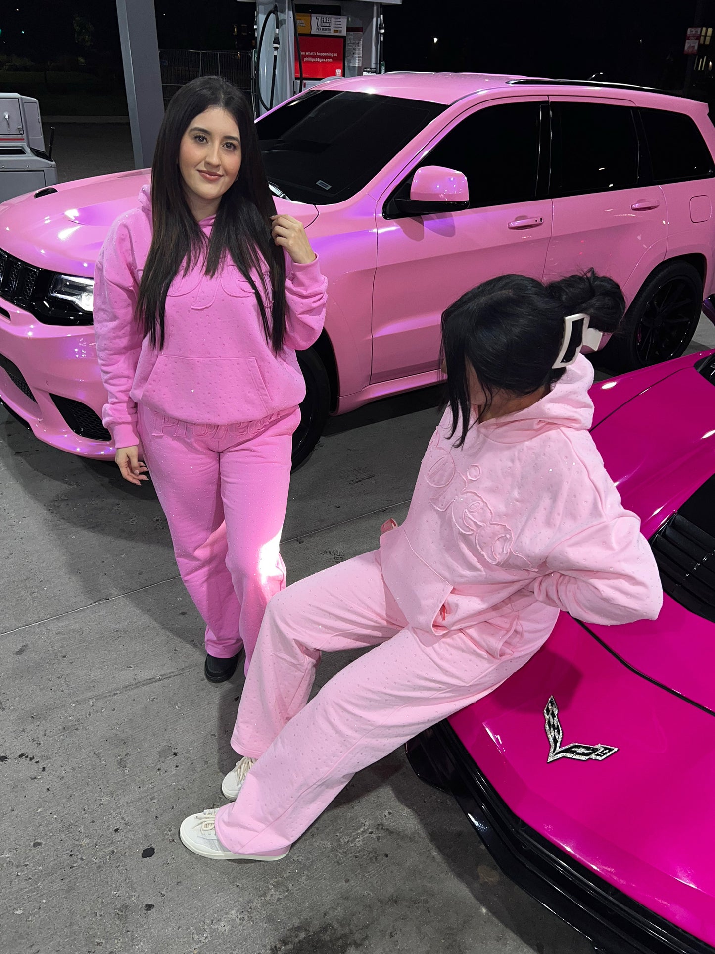 Baby Pink Crystal Sweatpants