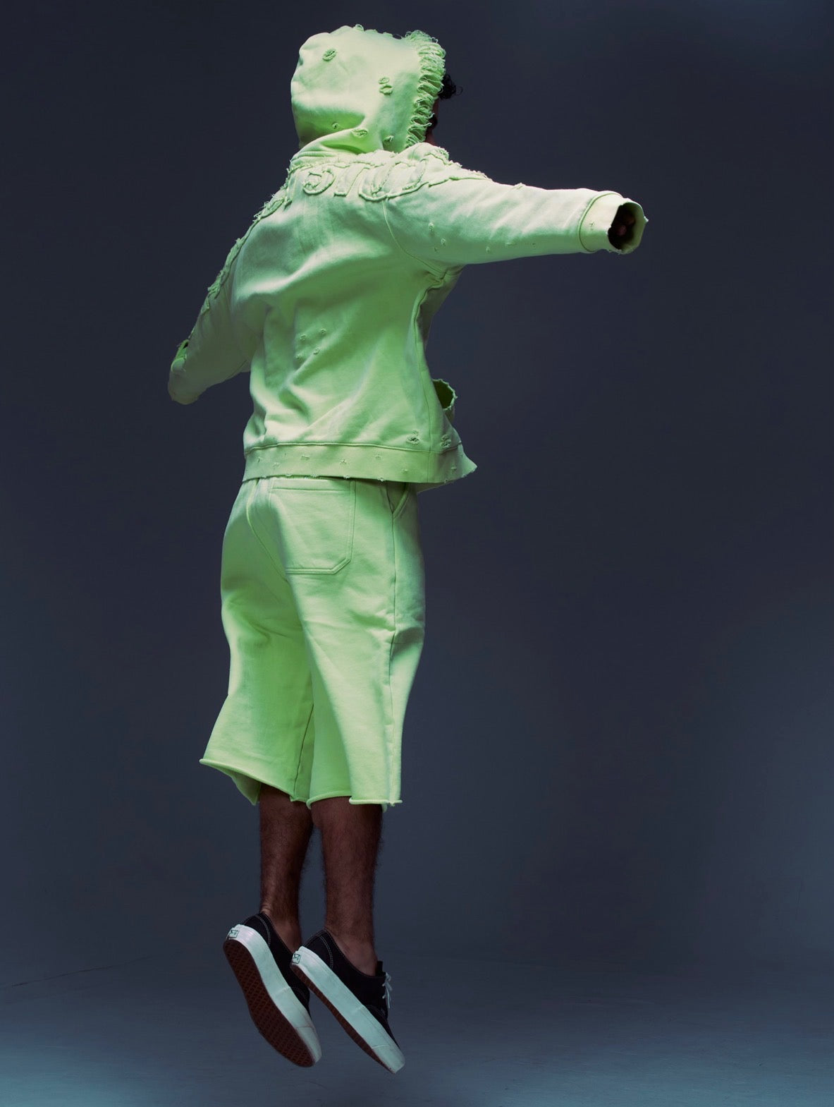 Slime Green Distress BP RAW ™ Shorts (PRE-ORDER)