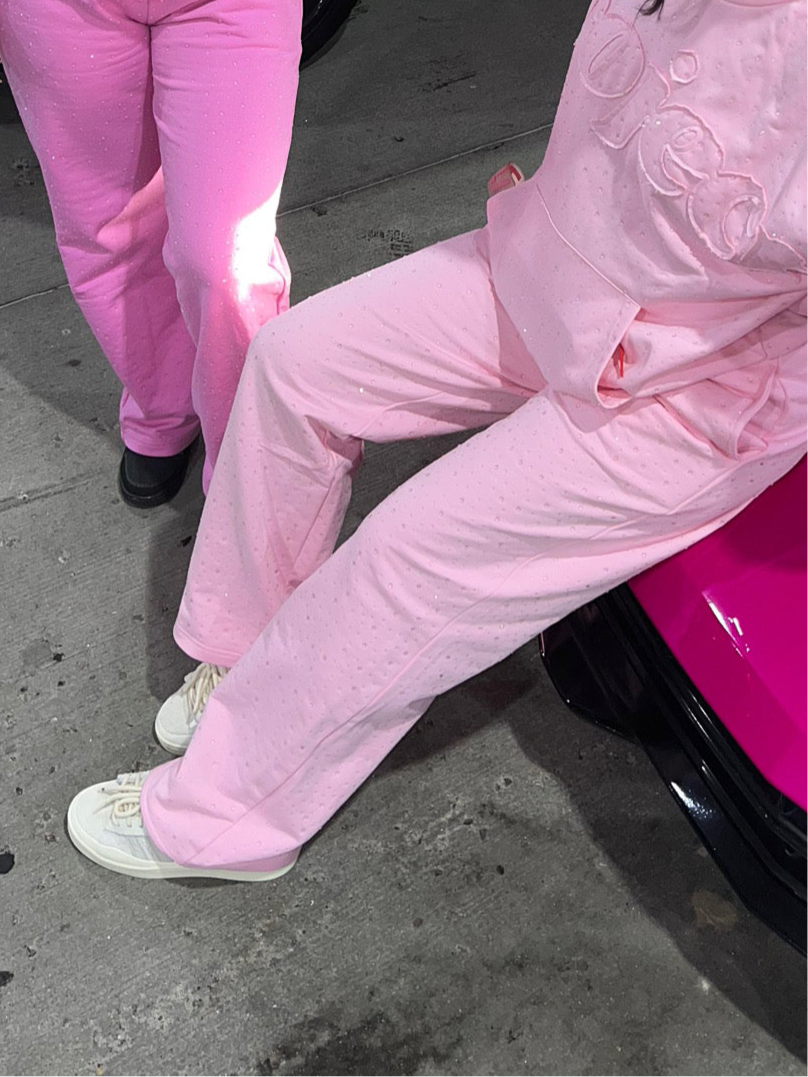 Baby Pink Crystal Sweatpants