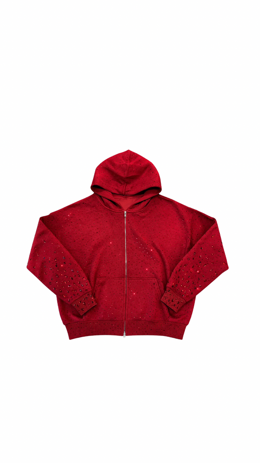 RUBY RED RHINESTONE ZIP UP| F&F EXCLUSIVE