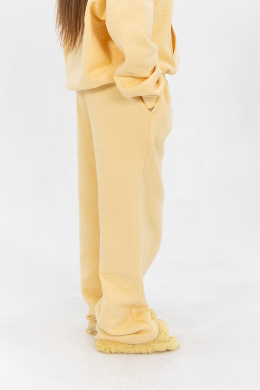 Butter Yellow Crystal Sweatpants