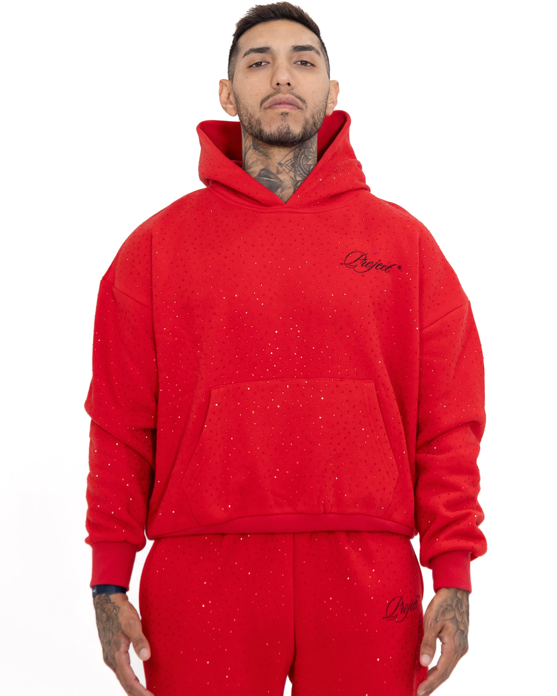 BP Red Rhinestone Hoodie | Pre order – BarajasProject