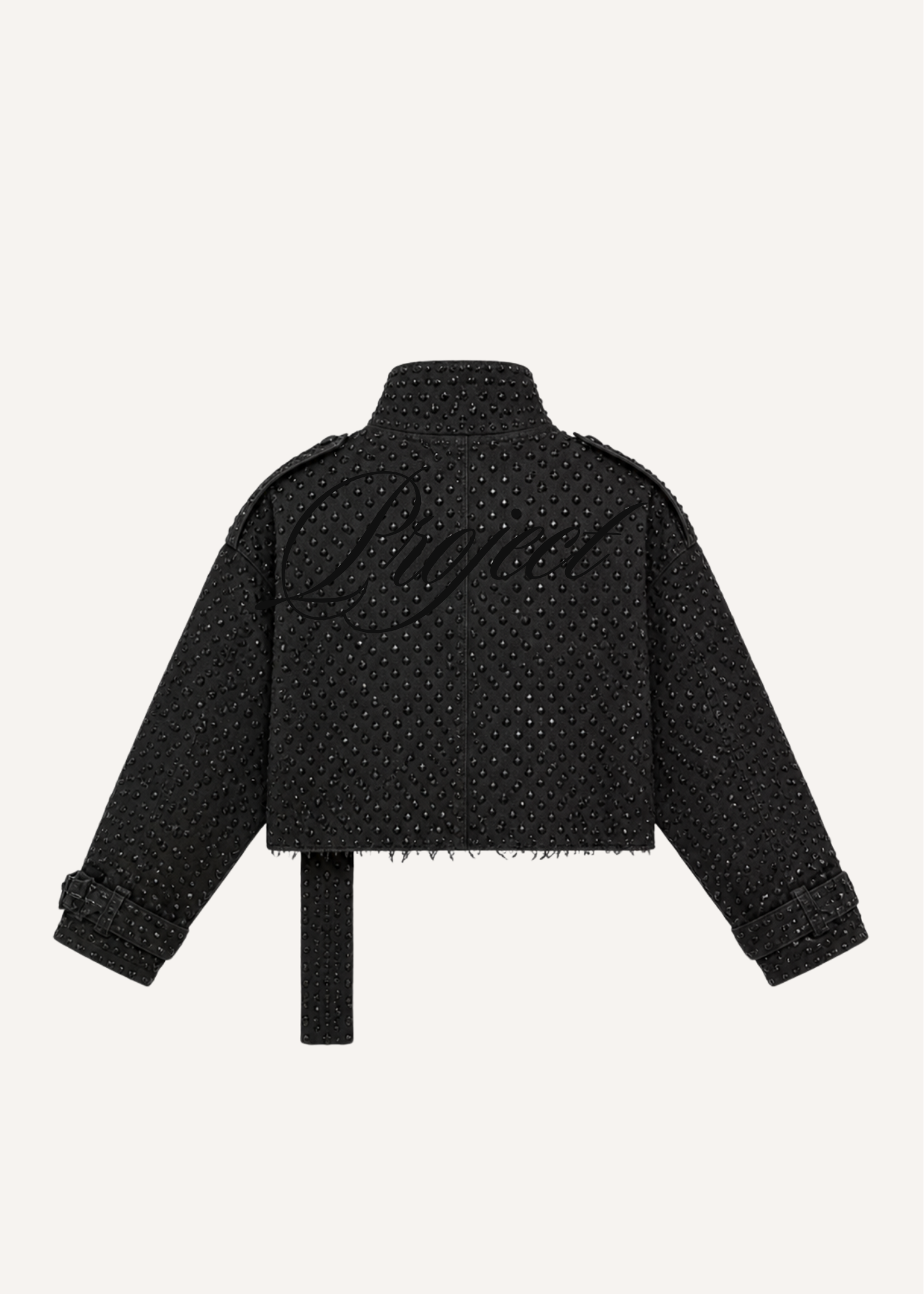 DISTRESSED RHINESTONE ZIP UP