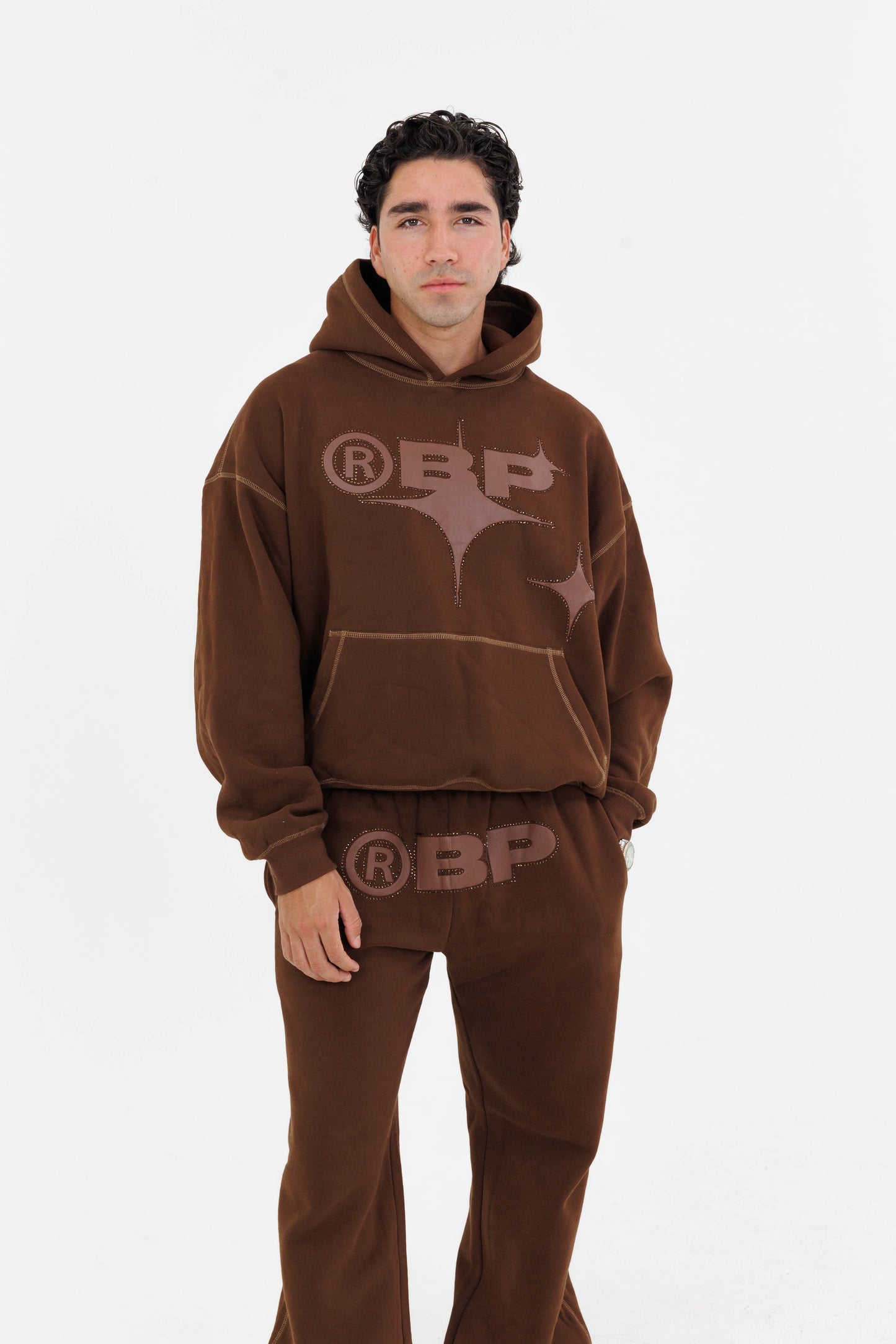 BP Brown Rhinestone Sweatpants (PRE-ORDER)