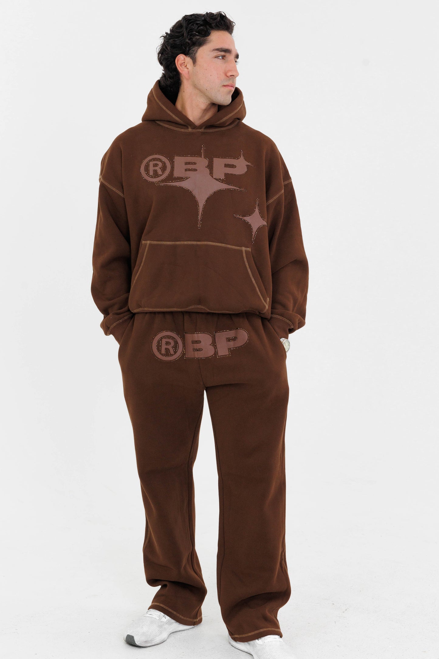 BP Brown Rhinestone Sweatpants (PRE-ORDER)