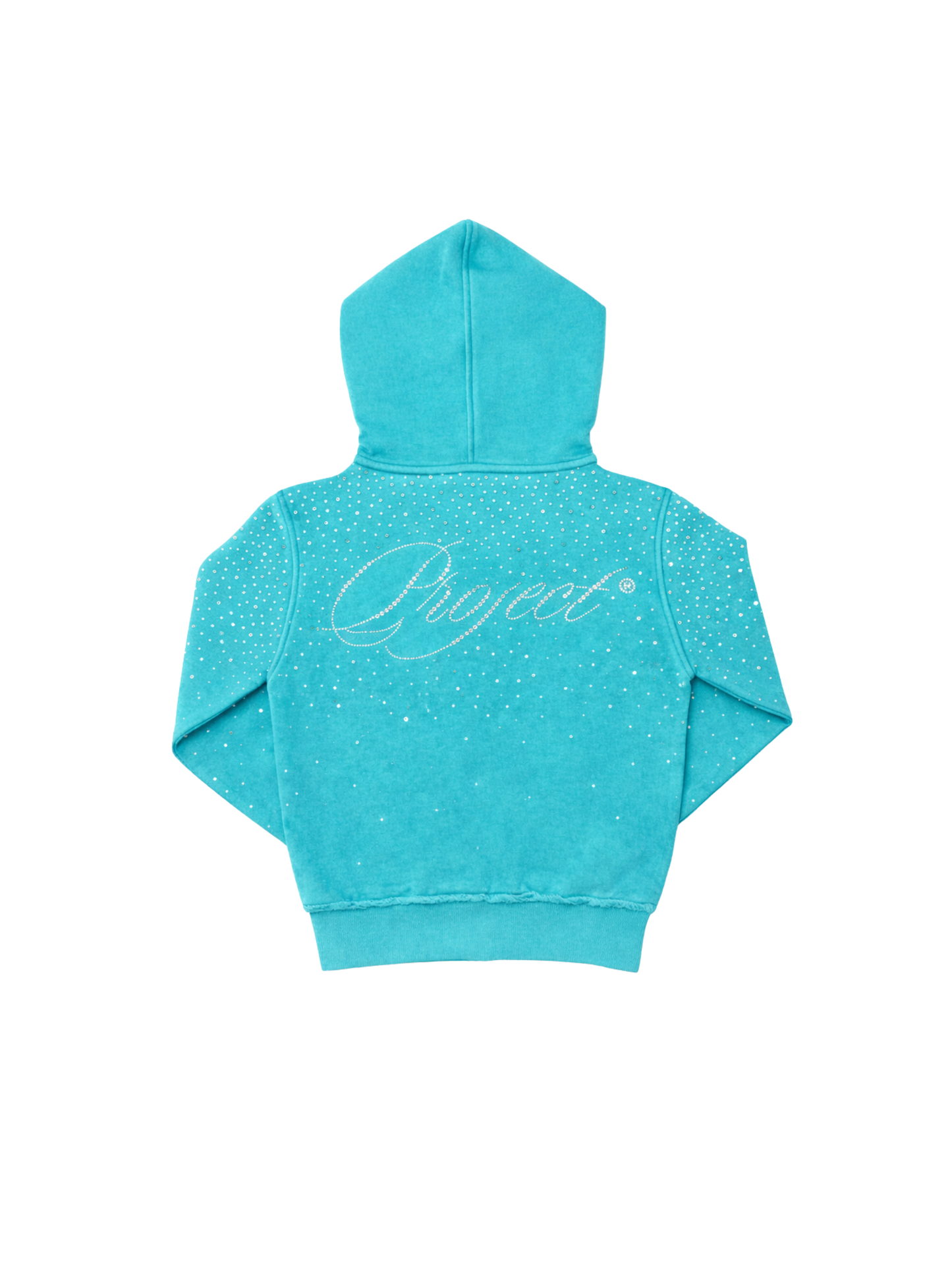 Fitted AQUA Rhinestone Zip Up (PRE-ORDER)